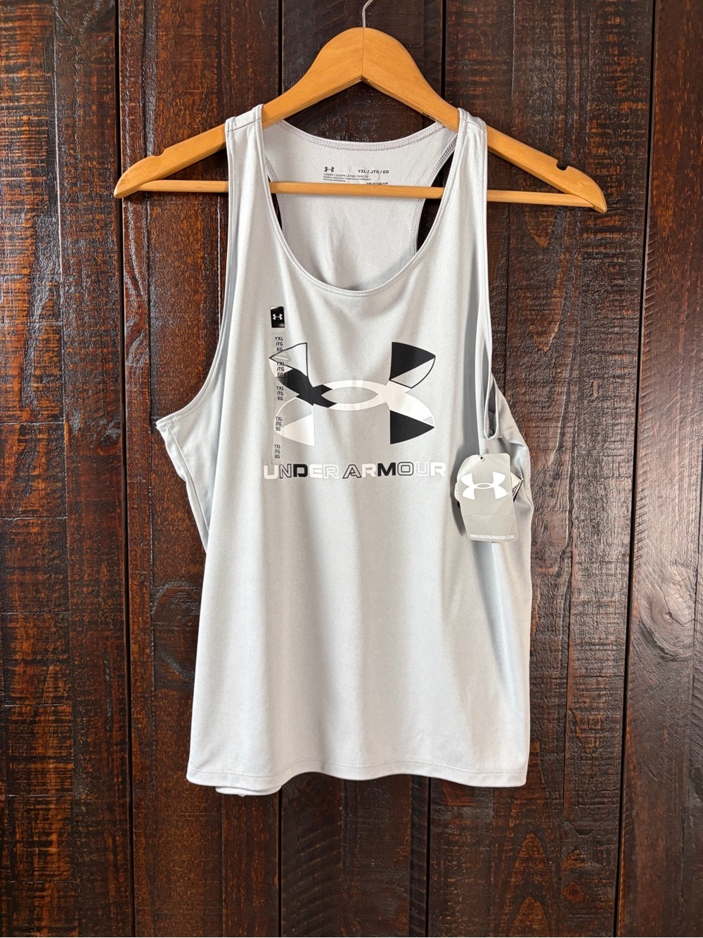 Under Armour Youth Girls Light Gray Logo Racerback Tank XL
